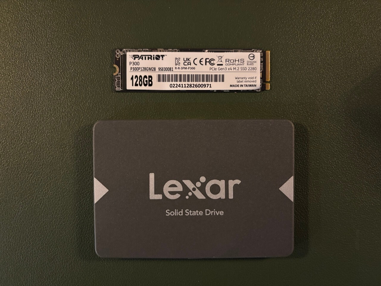 two solid state drives, one is m.2 and one 2.5 inch